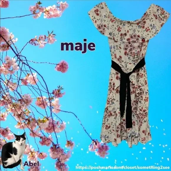 Maje | Modern Cottagecore | Lined |Silk | Butterfly Ladybug Ruffled Floral Dress - Picture 13 of 13